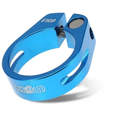 Image of Bicycle Seat Saddle Clamp, 34.9mm Aluminum Alloy Clamp for Mountain and Road Bike (Blue)