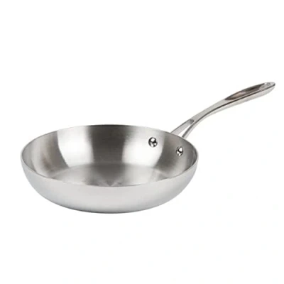 Image of Vogue Tri Wall Induction Frying Pan 24 cm/1.95 Litre, Stainless Steel &amp; Aluminium Hob, Gas, Electric Solid Top Compatible, Y320