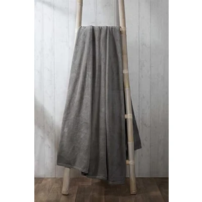 Image of Rapport Home Super Soft Charcoal Coral Fleece Blanket 150 x 200 cm Throwover Sofa Accessory