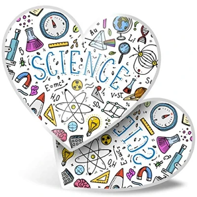 Image of 2 x Heart Stickers 7.5 cm Science Physics Chemistry Biology Fun Decals for Laptops,Tablets,Luggage,Scrap Booking,Fridges, #14850