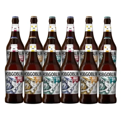 Image of Wychwood Hobgoblin British Real Ale Mixed Case with Glass (12 Pack) Premium Selection, Gifts for Him, Her, Christmas, Birthdays, Father&#039;s Day Beer Men and Women, Gift Set