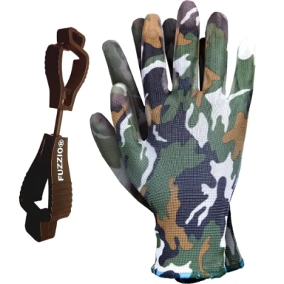 Image of FUZZIO 24 Pairs Ogrifox PU Camouflage Work Gloves Glove Clip L 9