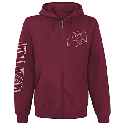 Image of Led Zeppelin Hoodie Symbols Band Logo Official Mens Maroon Red Zipped L