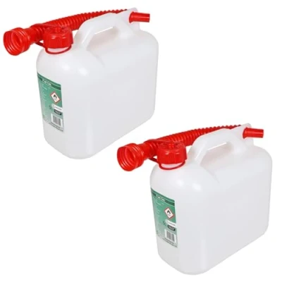 Image of SPARES2GO Fuel Can Petrol Diesel Jerry Canister with Flexible Spout (5L, Pack of 2)