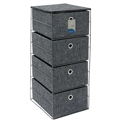 Image of JVL Shadow 4 Drawer Wide Fabric Storage Tower
