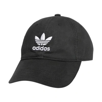 Image of adidas Originals Men&#039;s Relaxed Fit Strapback Hat, Black/White, One Size