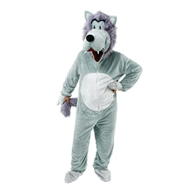 Image of Bristol Novelty AC937 Big Head Wolf Costume, Unisex Adult, 44 Inch Chest Size