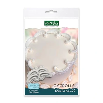 Image of Katy Sue C Scrolls Silicone Mould for Lambeth Style Cake Decorating