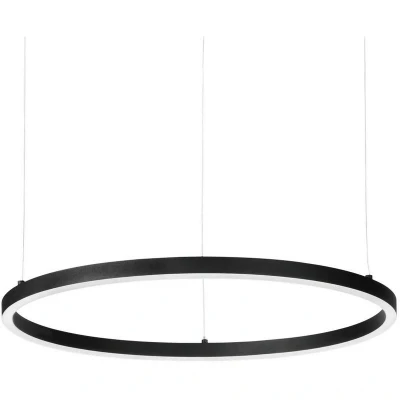 Image of ORACLE Slim 70cm DALI Dimmable 3000K Round Integrated LED Pendant Ceiling Light Black