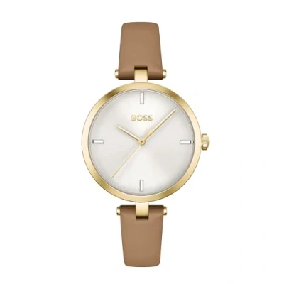 Image of BOSS Analogue Quartz Watch for Women Majesty Collection with Camel Brown Leather Strap 1502652