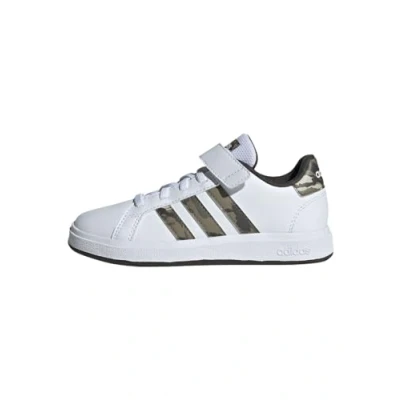 Image of adidas Grand Court 2.0 Shoes Kids Tennis, Cloud White/Olive/Shadow Olive, 10.5 UK Child