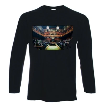 Image of Tribal T Shirts Mens Banksy Monkey Parliament Long Sleeve Shirt (XL, Black)