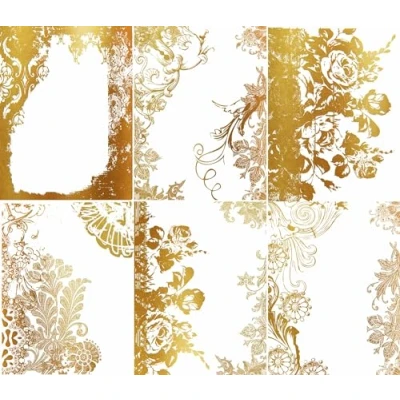 Image of Gold Overlay Frames Rice Paper, 8 x 10.5 inch for Decoupage Furniture Crafts