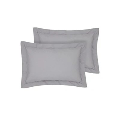 Image of Rayyan Linen Oxford Pair of Pillowcases Silver Grey 100% Egyptian Cotton 200 Thread Counts, Pillow Cases 2 Pack Size 50 x 75CM