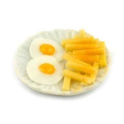 Image of MyTinyWorld Dolls House Miniature Double Egg and Chips