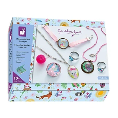 Image of Janod From 10 years old Lovely Pets Cabochon Jewelery Creative Kit Les Ateliers Bijoux Leisure Dexterity and Concentration J07908