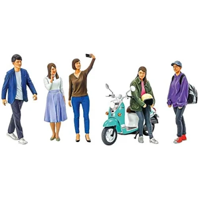 Image of TAMIYA 24356 000 People 1:24 Figure Set Campus Friends II, Highly Model, Plastic, Assembly kit, Detailed Replica, unpainted, Multicoloured