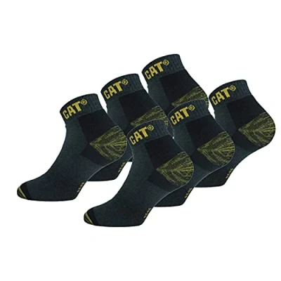 Image of Caterpillar Premium Work Sneaker 6 Pairs Men&#039;s Socks Accident Prevention Double Reinforced Heel and Toe Yarn of Excellent Quality Cotton Sponge (Grey, 9 11)