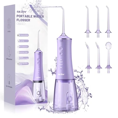Image of Sejoy Water Dental Flosser Pick for Teeth, 280ML Portable Oral Irrigator, Rechargeable Travel Irrigation Cleaner, Professional Electric Flossing Cleaning Picks Teeth Cleaning,IPX7 Waterproof
