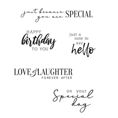 Image of Sizzix Clear Stamps 5PK Sunnyside Sentiments #6 by Pete Hughes 665408 Chapter 3 2022, Paper, Multicolor, One Size