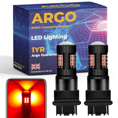 Image of Argo 3157 Bulb P27/7w Xenon Red 21 Led Car Bulbs 12v Stop Tail Brake Light 180 Rear Fog Upgrade Super Bright Canbus Error Free