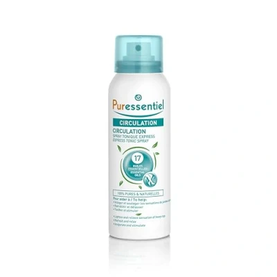 Image of Puressentiel Circulation Spray with 17 Essential Oils, 100 ml Cooling for Heavy Legs Relief in just 15 Minutes Ideal Swollen Ankles, feet Suitable from 7 Years+