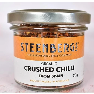 Image of Steenbergs Organic Crushed Chilli Flakes Standard Jar 30g