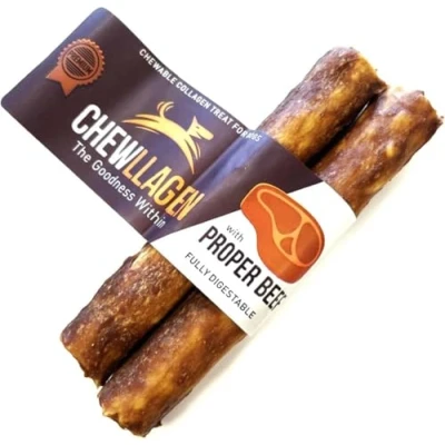 Image of Chewllagen Beef Medium Roll 5&quot; (Pack of 5 x 2 10 Total) Healthy Choice Dog Chew and Treat SLCP