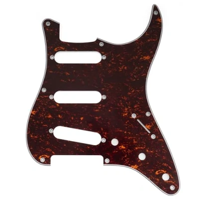 Image of Musiclily Pro 8 Holes ST SSS Pickguard for 2008 2019 China Made Squier Classic Vibe SQ CV 50s Reissue Vintage Strat Style Electric Guitar, 4ply Red Tortoise