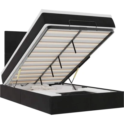 Image of vidaXL Ottoman Bed with Mattresses Black 120x200cm Velvet