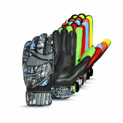 Image of Kickout Premium Goalkeeper Gloves Funky Goalkeeping With 3mm Latex for Super Grip &amp; Protection Adults Kids Boys Glove Football Goalie (Black Gray, size 8 suitable M L adult)