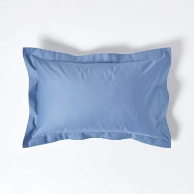 Image of HOMESCAPES 1000 Thread Count Egyptian Cotton Blue Oxford Size Pillowcase Pack of 2