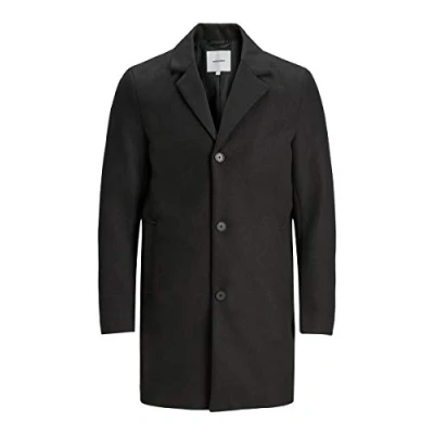 Image of JACK &amp; JONES Men&#039;s Long Sleeve Casual Blazer Regular Fit Outerwear Trechcoat 12173728 Black XL Size