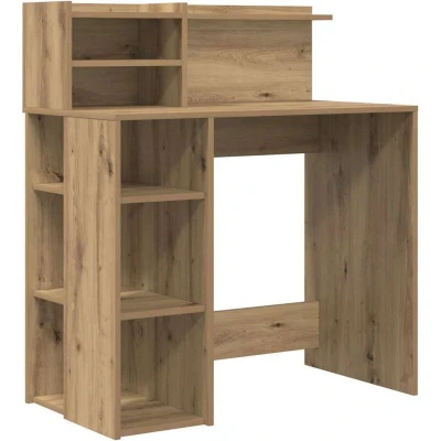 Image of vidaXL Desk with Storage Artisan Oak 90x48x101.5 cm Engineered wood
