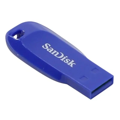 Image of SanDisk SDCZ50C 032G B35BE 32 GB Cruzer Blade USB 2.0 Flash Drive Electric Blue