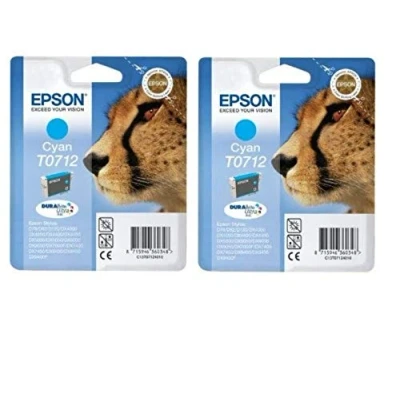 Image of Epson T0712 x2 Original Durabrite Ink Cartridges, Cyan (Twin Pack), Genuine