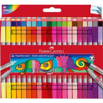 Image of Faber Castell 151140 Felt Tip Pens Set with 40 Double Fibre for Children and Adults