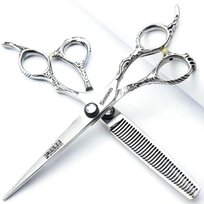 Image of Professional 6/7/8 inch Hairdressing Scissors Japanese 440C Cobalt Alloy Steel Hair Shears for Barbers Cutting Thinning (6 inches, 2 Pieces)