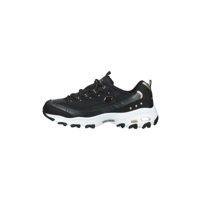 Image of Skechers Sport D&#039;LITES Trainers, Women&#039;s, Size: 3.5, Black duraleather gold trim Leather and textile