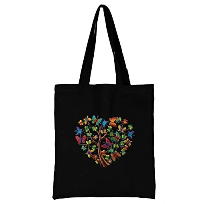 Image of Butterfly Canvas reusable grocery Bags, Foldable Casual Travel HandBag, Shoulder Beach Tote Shopper bag eco friendly super strong washable Storage bags Shopping for Women