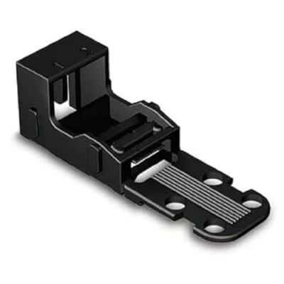 Image of WAGO Mounting carrier; for 2 conductor terminal blocks; 221 Series 4 mm²; screw mounting; black, 502/000 004 (10 pcs)