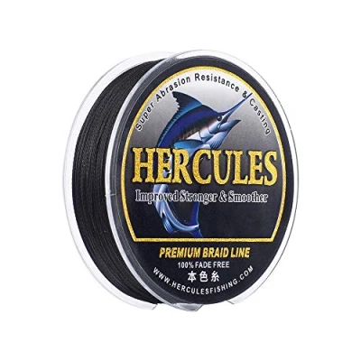 Image of HERCULES Braided Fishing Line, Not Fade, 109 Yards PE Lines, 4 Strands Multifilament Fish 30lb Test for Saltwater and Freshwater, Abrasion Resistant, Black, 30lb, 100m