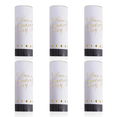 Image of 6 Pieces Confetti Cannons, Wedding Cone White Salute, Biodegradable Cannons Wedding, Graduation, New Year (White)