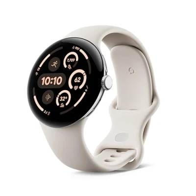 Image of Google Pixel Watch 3 45mm Silver (Beige Strap)