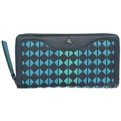 Image of VISCONTI Bora Collection Amour Zip Around Leather Purse RFID Blocking BR76 Blue Orchid