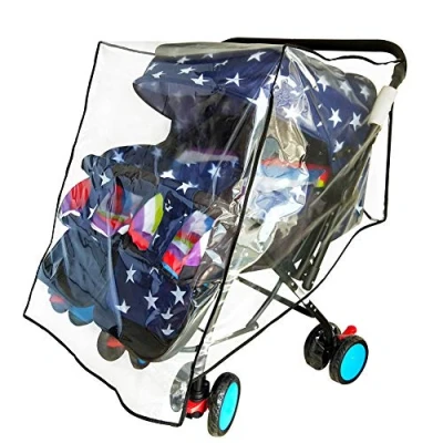 Image of Weather Shield for Double Stroller Raincoat Universal Size Side by Baby Umbrella Rain Cover Scooter Twin Wind Waterproof Jogger City (Side Side)