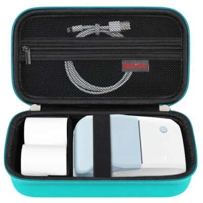 Image of Elonbo Carrying Case for NIIMBOT B1 Label Maker Machine, Portable Mini Wireless Bluetooth Printer Travel Bag, Small Handheld Labeler Storage Holder, Mesh Pocket Fits Paper, Green