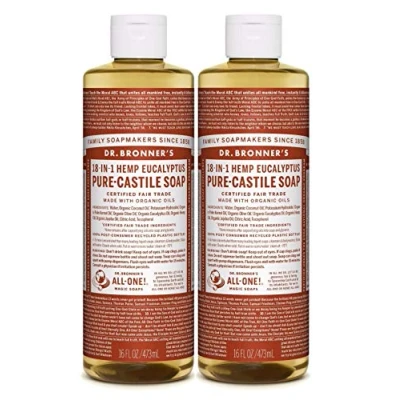 Image of (2 Pack) Dr Bronner Eucalyptus Castile Liquid Soap 472ml 2 PACK BUNDLE