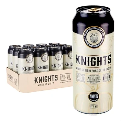 Image of KNIGHTS Vintage Herefordshire Medium Dry Cider, 8.4% ABV, 12 x 500ml Cans