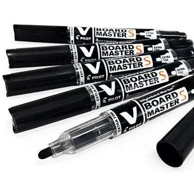 Image of Pilot Whiteboard Marker Wipeboard Extra Fine Bullet Tip Black Ink Pack of 10